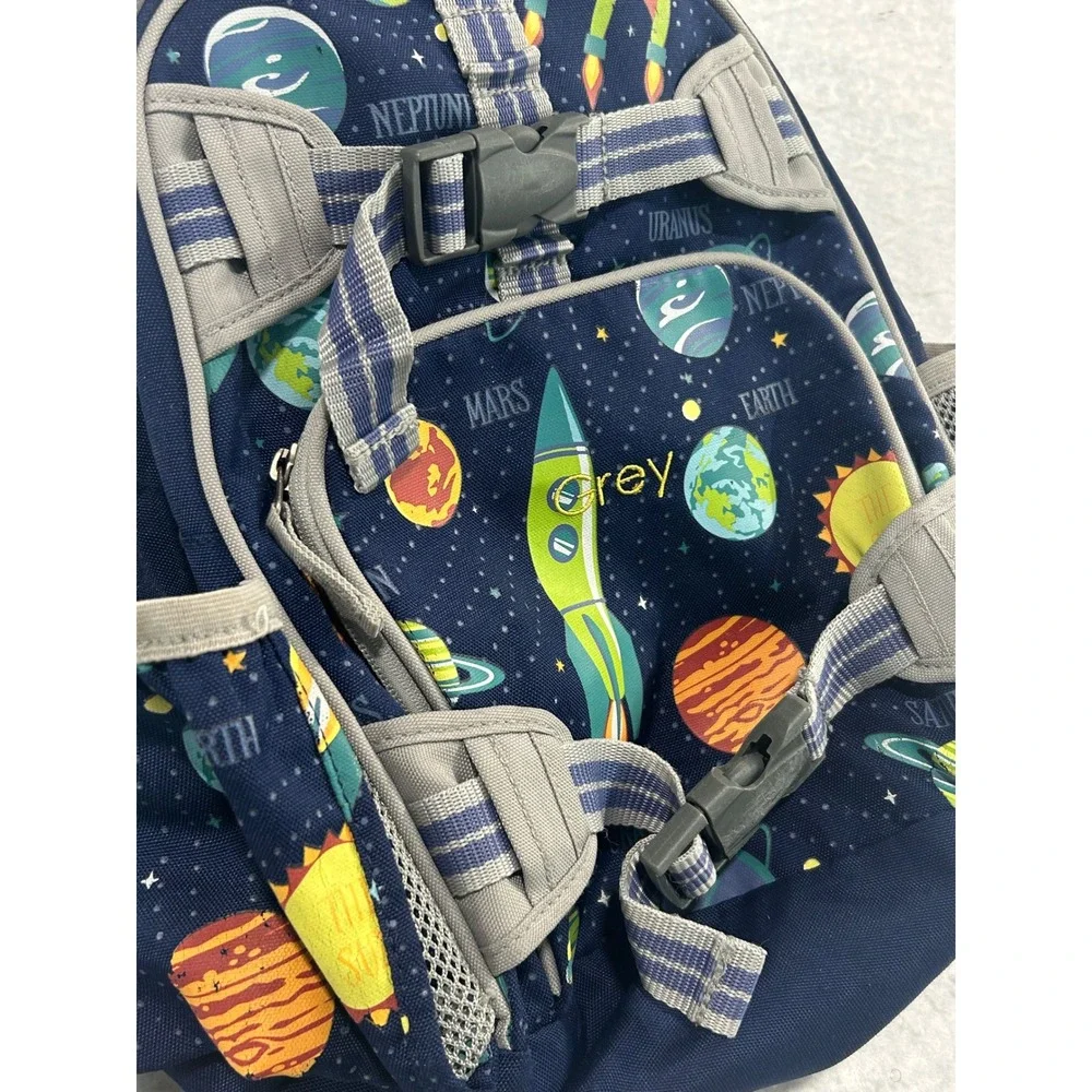 Pottery Barn Kids Mackenzie Space Solar System Backpack Navy Blue Grey Name